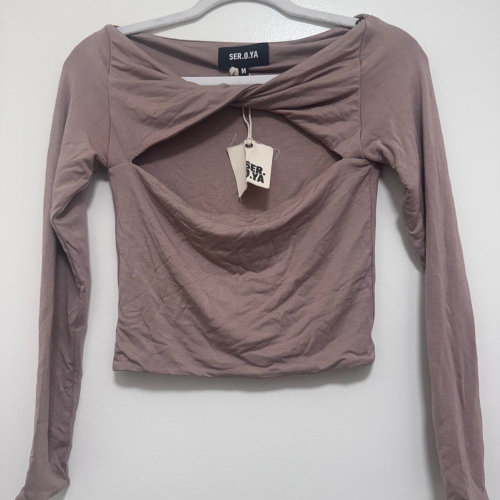 SER.O.YA Mauve Long Sleeve Cutout Blouse